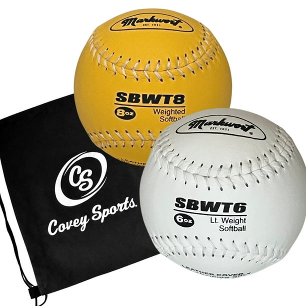 Weighted 12 Inch Softballs for Pitching & Throwing Practice With Covey Bag
