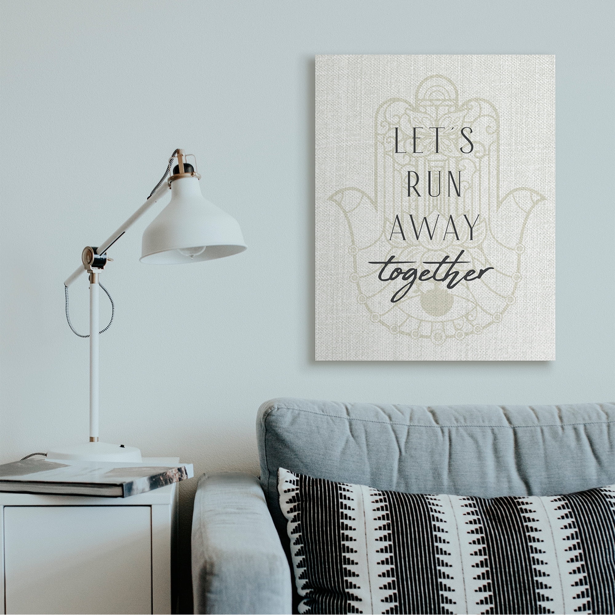 Stupell Industries Runaway Together Quote Moroccan Khmissa Inspired Pattern Canvas Wall Art by Daphne Polselli