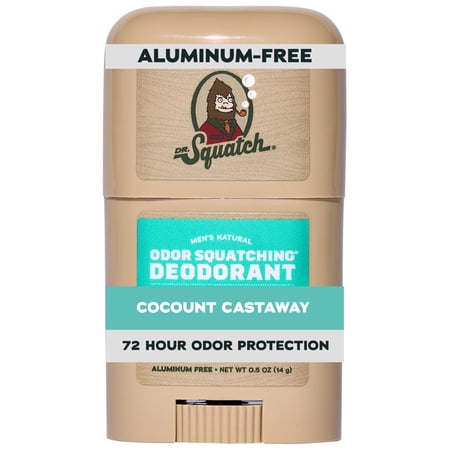 Dr. Squatch Mens Aluminum Free Deodorant  Natural Deodorant for Men Mini  Coconut Castaway  0.5 oz