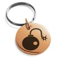 thumbnail image 1 of Stainless Steel Pirate Bombardier Icon Engraved Small Medallion Circle Charm Keychain Keyring, 1 of 1