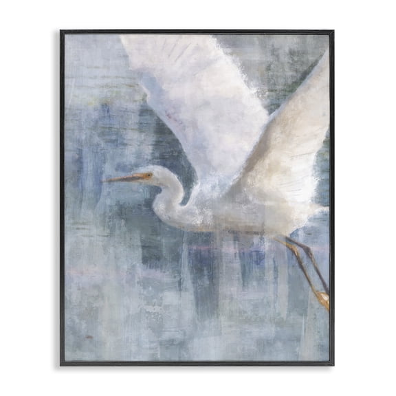 Stupell Industries Coastal Flying Egret Coastal Abstraction Black Framed Giclee Art, 11 x 14, by Nina Blue