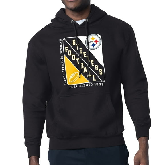 Men's Starter Black Pittsburgh Steelers Shield Logo Pullover Hoodie