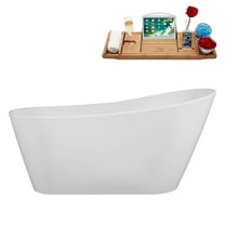 60" Streamline B-312-87-BGM Soaking Freestanding Tub and Tray With Internal Drain in Brushed GunMetal
