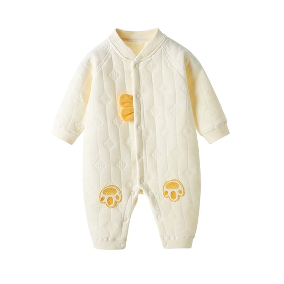 Infant Boys Girls Romper Fall Outfits, Newborn Baby Jumpsuit Romper, Cotton Knit Long Sleeve Button Overalls Bodysuits Baby Clothes for Boys and Girls