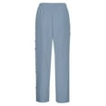 thumbnail image 5 of Casual Pants For Women Dressy 2024 Solid Color Elastic Waist Loose Side Button Decoration Versatile Nine Point Trousers, 5 of 8