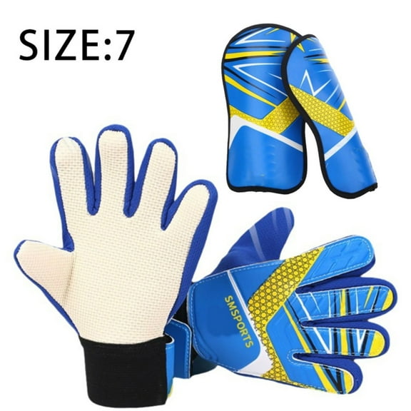1 set of football goalkeeper gloves knee pads, made of anti slip and wear-resistant latex material, providing effective protection. Essential protective gear for youth football training