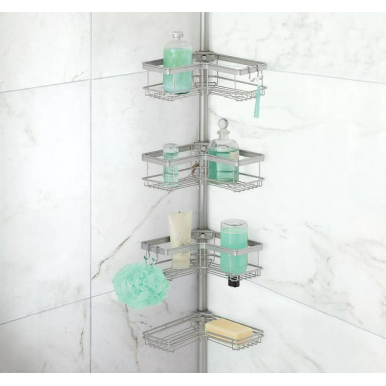 4-Tier Rust-Resistant Contoured Tension Pole Shower Caddy, 60 in. to 108  in., Oil-Rubbed Bronze 