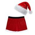 thumbnail image 4 of ZDHOOR Mens Santa Claus Costume Christmas Flannel Boxer Shorts E Red XXL, 4 of 5