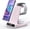Pink, variant on Charger for Station: 3 in 1 Android Stand with Dimmable Clock - Nightstand Organizer for Galaxy S25 Ultra, Galaxy Watch 8 7 6 5 4, Galaxy Buds (Not for iWatch)