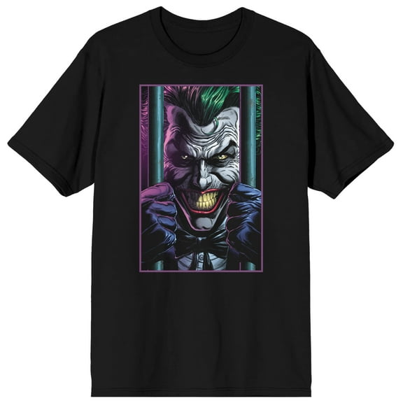 Men's Black Batman Graphic Tee, Joker Behind Bars-M