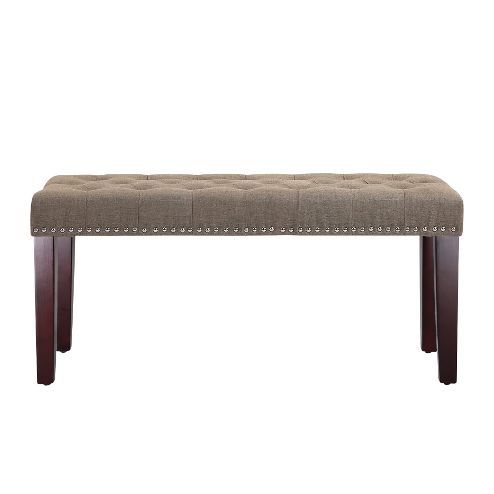 Abble Upholstered Wood Bench, Tan