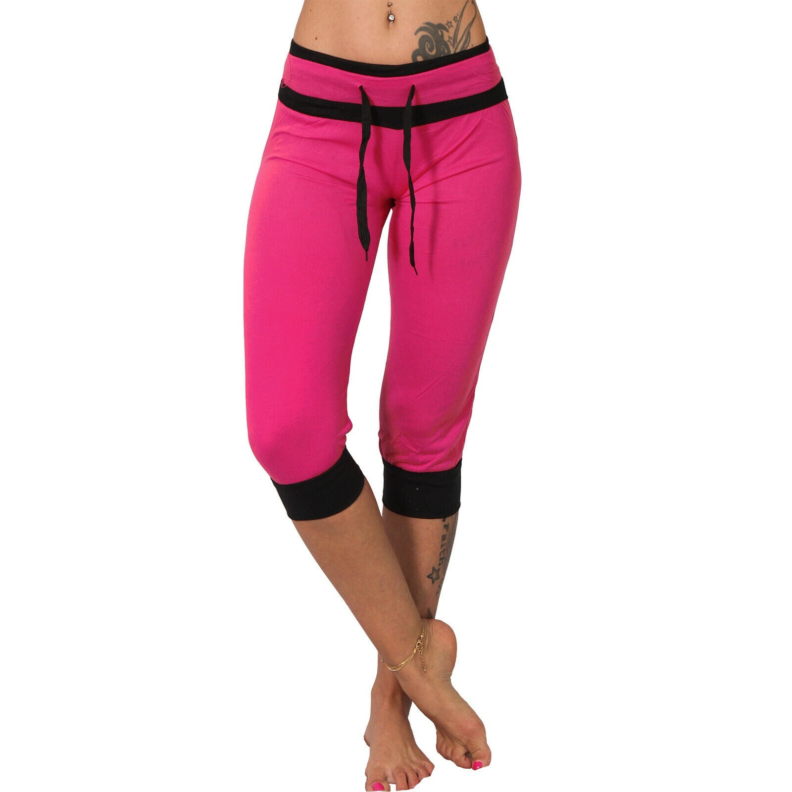 Women's 3/4 Capri Pants Casual Jogging Sport Fitness Yoga Short Pants ...