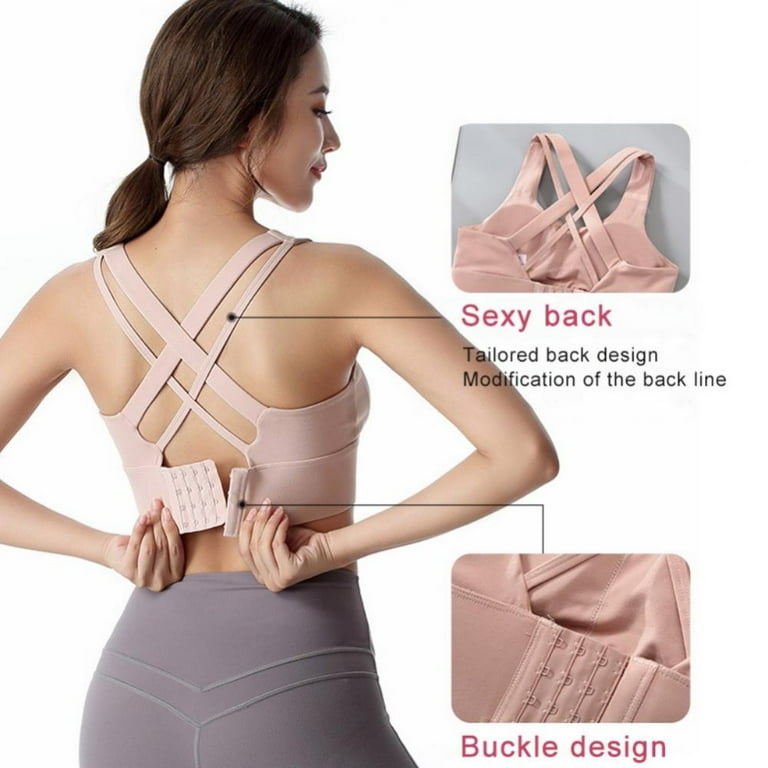 Nebility Zip Front Longline Sports Bras for Women Sexy Criss-Cross