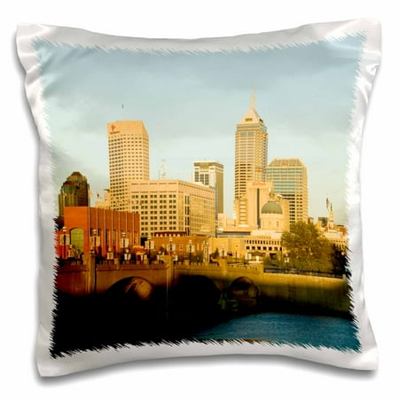 - 3dRose Indiana, Indianapolis, Skyline, White River Park - US15 WBI0046 - Walter Bibikow - Pillow Case, 16 by 16-inch