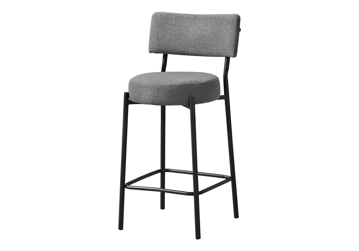 Monarch Specialties  Tabouret De Bar, Hauteur Du Comptoir, Ensemble De 2, Cuisine, Aspect Cuir Noir, Métal Noir, Contemporain, Moderne
