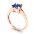 thumbnail image 2 of Solitaire Engagement Ring for Women - 1.5ct Simulated Tanzanite in 18K Rose Gold Promise Ring, 2 of 6