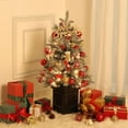 thumbnail image 5 of Eastvita (A 1Pc) 3FT Pre-Lit Christmas Tree, Mini Potted Snow Flocked Xmas, Light Box, 78 LED, Battery, Home Party Decor, 5 of 8