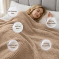 thumbnail image 4 of Loomsnest Ultra Soft Khaki King Waffle Blanket, 100% Cotton Blanket for Bed, Sofa & Couch, Waffle Weave All Season Throw for Hot Sleeper, Lightweight & Breathable, 108" x 90", 4 of 9