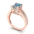 thumbnail image 2 of 2.45 ct Emerald Cut Blue Moissanite Solitaire with Simulated Diamond Accents 18K Rose Gold Womens Engagement Ring, 2 of 5