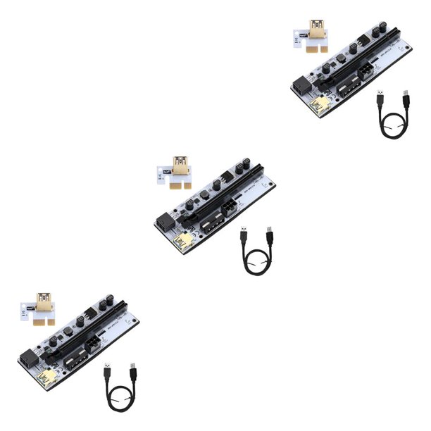 Adaptador PCI-E Sidaley 1X a 16X 4 condensadores sólidos Negro 3piezas