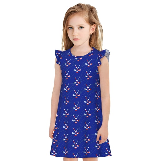 Fotbe Hockey Vestido de Dormir para Niñas de 3 a 10 Años, Mangas Cortas, Estilo Princesa, Pijama Camisón con Mangas Voladas-Small