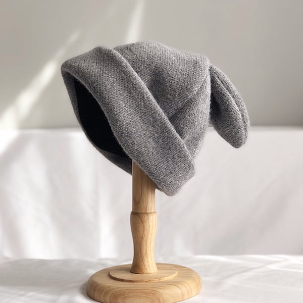 harmtty Winter Beanie Flanging Knitting Bunny Ears Good  display picture 3