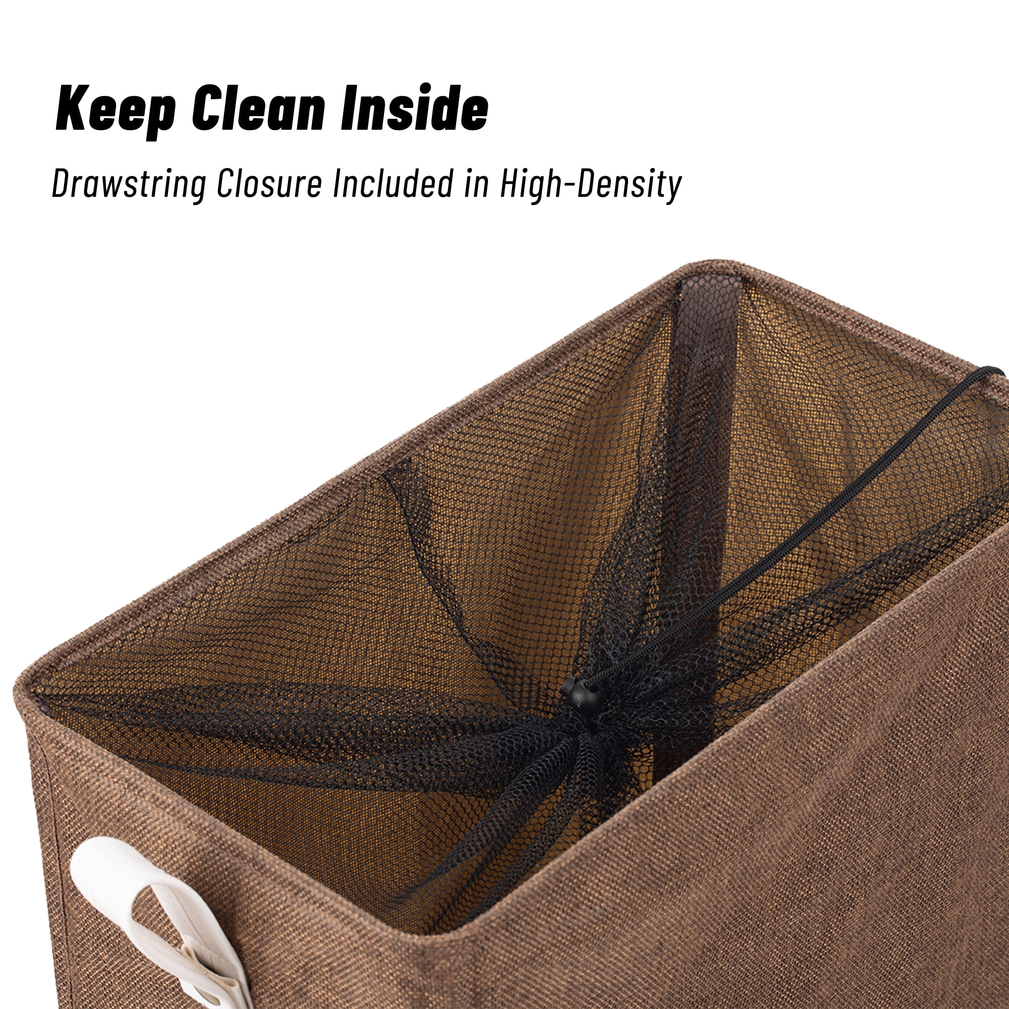 Caroeas X-Large Slim Laundry Baskets 27" Tall with Leather Handle, Laundry Basket on Wheels , Collapsible Laundry Hamper, Rolling Hamper Dorm Baskets (Brown Linen)