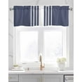 thumbnail image 2 of Vintage Striped Kitchen Valances for Windows Farmhouse Linen Window Valance Curtain for Living Room Window Treatment Midnight Blue Modern Simple Lines Valance Rod Pocket Topper Drape, 54 x 18 Inch, 2 of 6