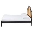 thumbnail image 2 of Pemberly Row Black Wood Queen Size Platform Bed with Woven Rattan, 2 of 9