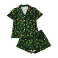 thumbnail image 4 of Fewfanhot Women's Shamrock Print Shorts Pajama Set, Soft Button Down Sleepwear for St.Patrick's Day, Two-Piece Pajamas, 4 of 6