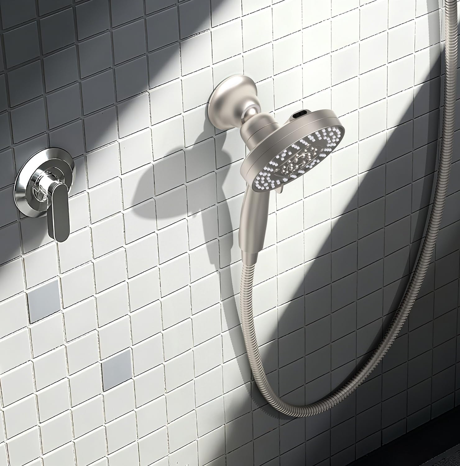 Magnetic Shower Head Holder for KESTE 460311 Shower Head Combo, 360°Adjustable Handheld Shower Head Holder Wall Mount, Nickel