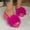 Hot Pink, variant on Women Fluffy Feather Pom Pom Wedge Flatform Open Toe Slide Sandals White 9