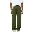 thumbnail image 3 of Dresfit Men's Baggy Joggers Cargo Wide Leg Trousers Fleece Drawstring Open Bottom Sweatpants Cotton Elastic Waist Lounge Pants with Pockets Army Green 3XL, 3 of 3