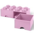 thumbnail image 2 of Room Copenhagen: LEGO Brick 2 Drawer Storage - 8 Knobs, Light Pink - 19.7 x 9.8 x 7.1", Stacking Container, Holds 1600 Blocks, Toy Home Organizer Box, 2 of 10