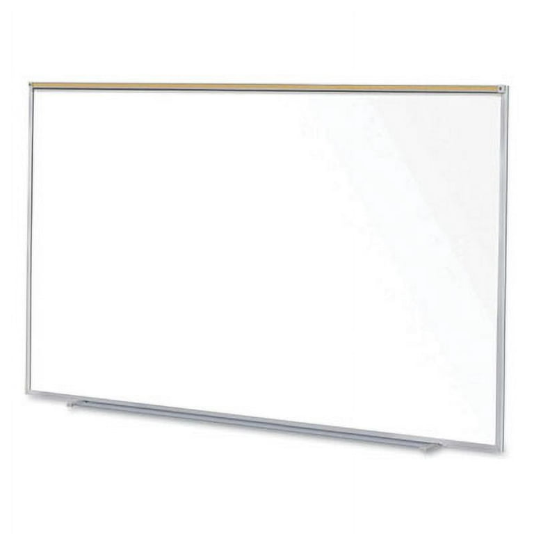 Magnetic Porcelain Whiteboard with Satin Aluminum Frame and Map Rail, 96.53 x 60.47, White Surface, Ships in 7-10 Bus Days
