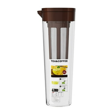 Portable Iced Cold Brew Pot with Filter Coffee Maker Ice Juice Tea Milk Lemonade Brown