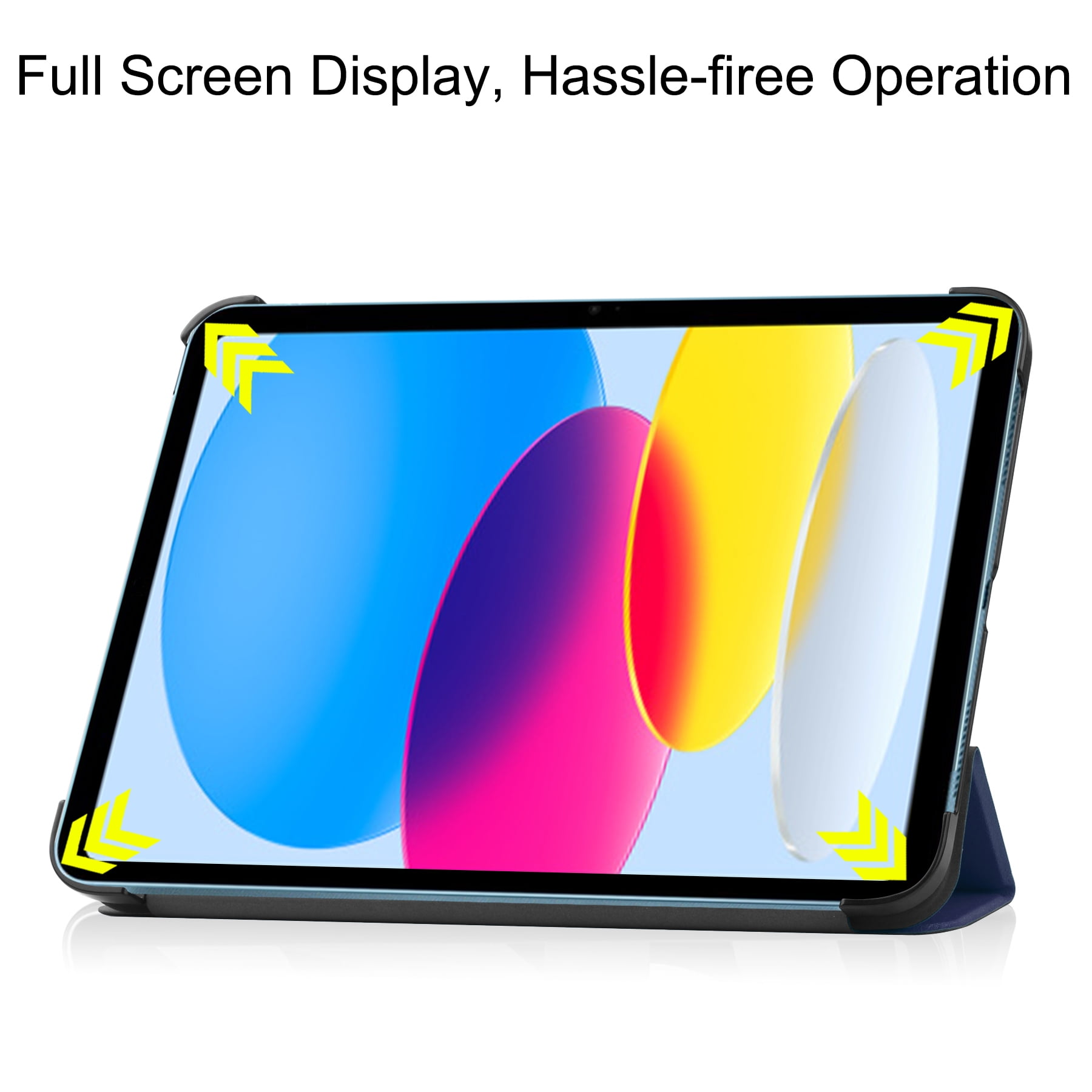 Case for Apple iPad 10th Generation 10.9 Inch Case 2022, PU Leather Thin Slim Lightweight Trifold Shell Corner Protection Smart Folio Cover with Auto Sleep/Wake and Support Pencil Holder, Darkblue