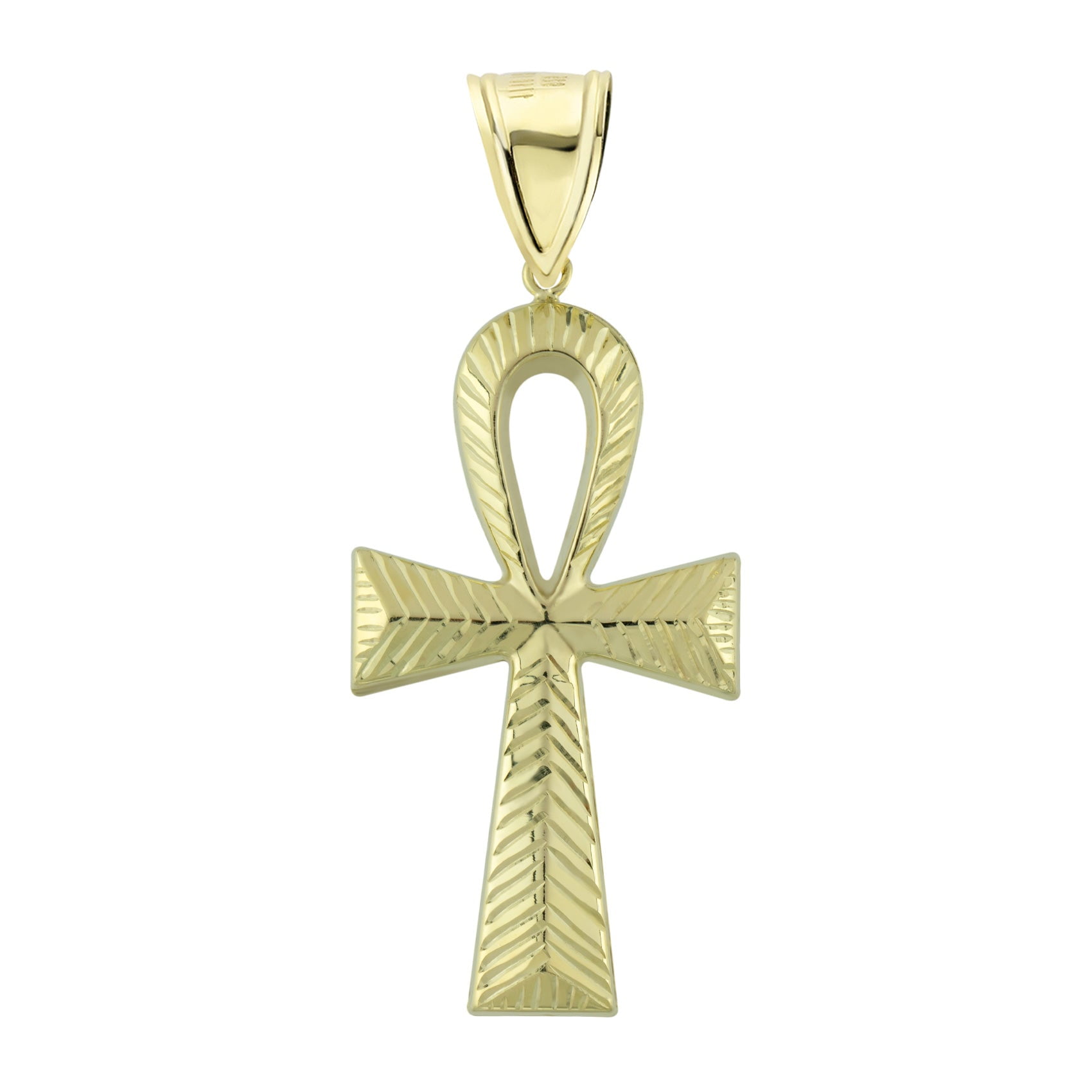 2 1/2" DiamondCut Ankh Cross Pendant Unisex Adult Charm Real 10K