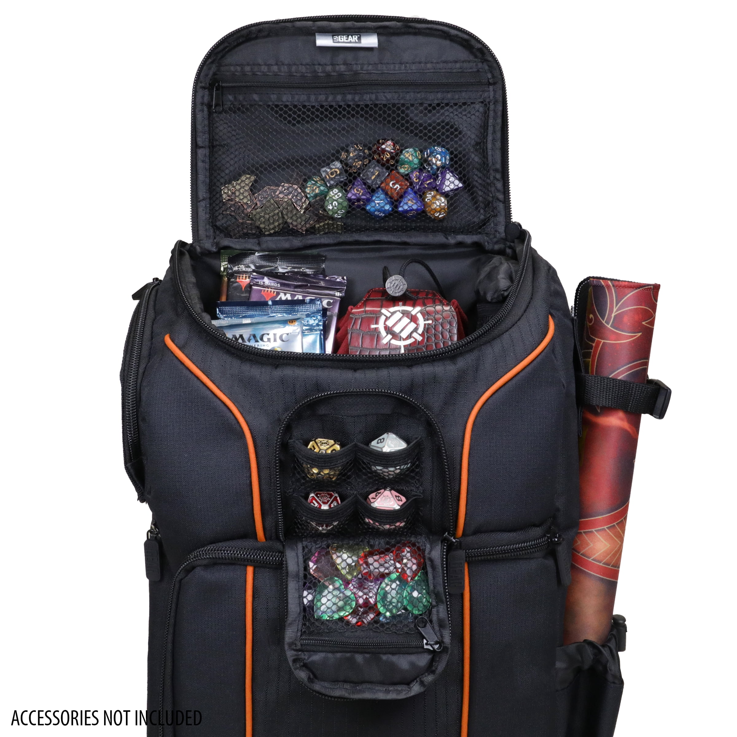 USA Gear MTG Backpack Compatible with Magic the Gathering, Playmat, Customizable Interior (Orange)