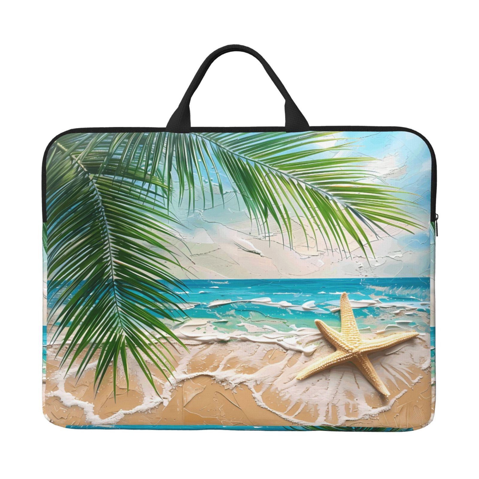 Laptop Sleeve Bag For Women Men 14inch Waterproof Durable Protective Computer Carrying Cover Handle Laptop Case Bag Beach Palm Leaf Starfish (4) (1)