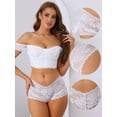 thumbnail image 3 of Unique Bargains Women's Mid-Waisted Briefs Coverage Transparent Lace Panties White S, 3 of 6