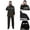 Black, variant on Jacenvly New Rainwear for Men Long Button-Up Zipper Pocket Detachable Hat Single Split Outdoor Hiking Raincoat Rain Pants Long Sleeve Hooded Set Pocket Waterproof Mens Outdoor Clothing Black