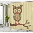 thumbnail image 5 of Ambesonne Retro Shower Curtain, Owl Sitting on Branch, 69"Wx70"L, Brown Cream Teal, 5 of 5