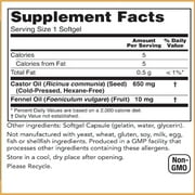 Baar Natures Blessing Castor Oil Softgels with Fennel, 120 Softgels