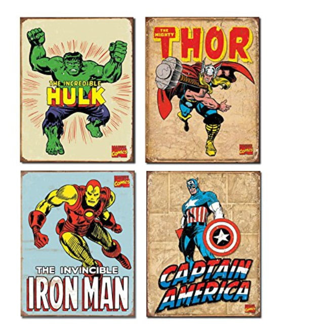 home decor Marvel Avengers Comic Captain America Hulk metal tin sign 