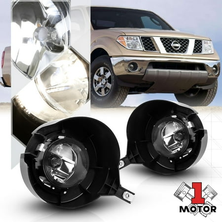 Fog Lamp Lens - Chrome Housing Clear Lens Fog Light OE Bumper Lamps for 05-15 Nissan Frontier 06 07 08 09 10 11 12 13 14