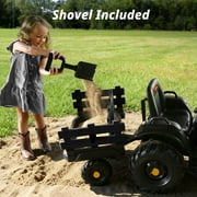 Hikiddo 24 Volt Ride on Toys, Kids Electric Ride On Tractor with Trailer -Black