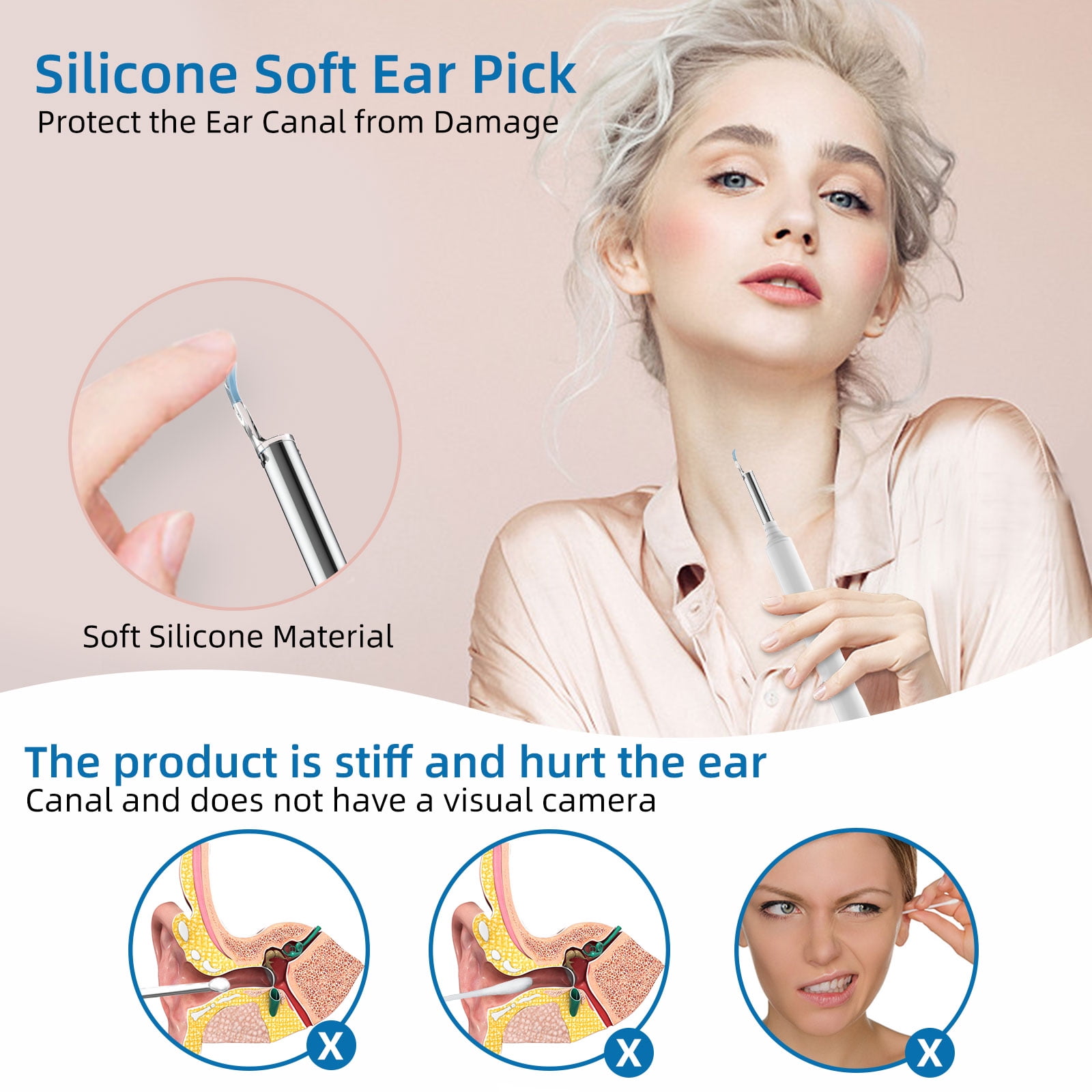 VITCOCO Ear Wax Removal, 1296P FHD Wireless Otoscope Earwax