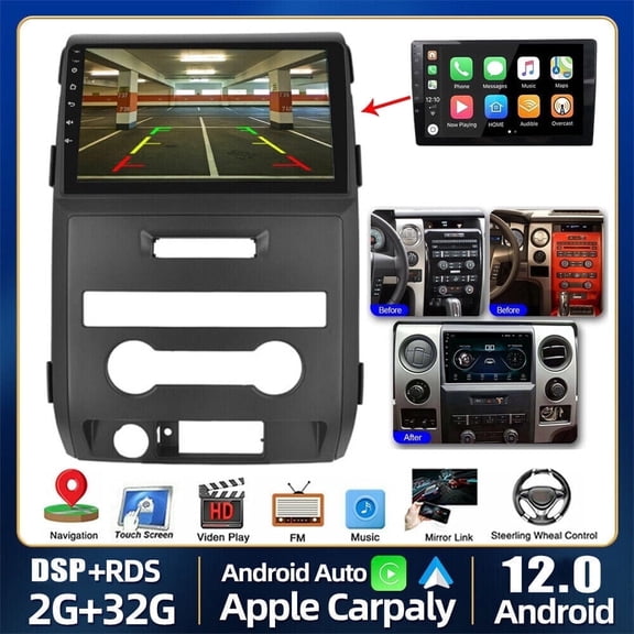 Zcargel For Ford F150 F-150 2009 2010 2011 2012 2013 2014, Android 13 Car Stereo Radio，Wireless Carplay Android Auto, 9 Inch Touchscreen Radio with Bluetooth GPS WiFi FM/RDS WiFi Backup