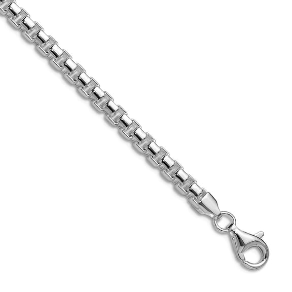 925 Sterling Silver Rhodium Plated Polished 4mm Round Box Chain Necklace 18 Inch Chain Necklace for Women and Men